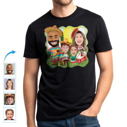 Personalized Mexican Family Portrait Tees | Custom Photo T-shirt Art Custom Gifts - Mexican culture www.customywear.com