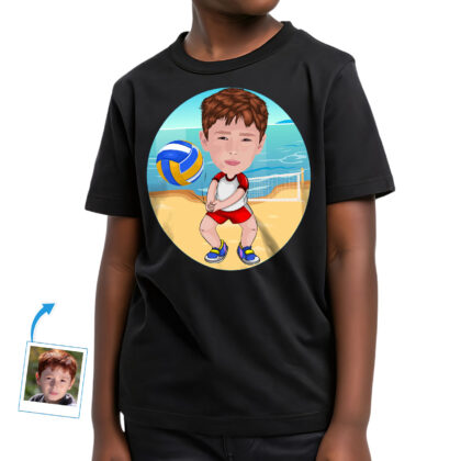 Custom Beach Volleyball Youth T-Shirt – Personalized Kid’s Volleyball Tee Boy's T-shirts www.customywear.com 2