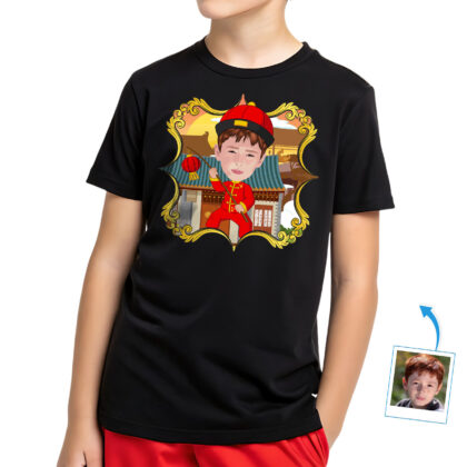 Custom Youth Chinese Traditional Shirt | Personalized China Art Gifts for Boys Boy's T-shirts www.customywear.com