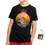 Custom Dinosaur Rider Tee | Transform Your Photo into Personalized Birthday T-Shirt