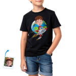 Embark on an Adventure: Custom Rocket Riding Boy Shirt - Personalized Spaceship Alien Kids Tee