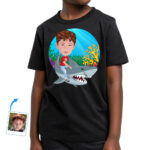 Custom Shark Rider T-Shirt – Personalized Photo Tee for Kids Boy's T-shirts www.customywear.com 28