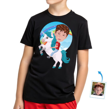 Personalized Unicorn Rider Shirt – Enchanting Kids Tee Boy's T-shirts www.customywear.com 2