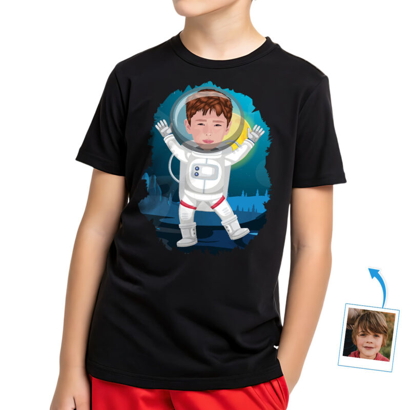 Custom Astronaut Boy Shirt | Personalized Young Kid Moon Landing Tee Boy's T-shirts www.customywear.com 27