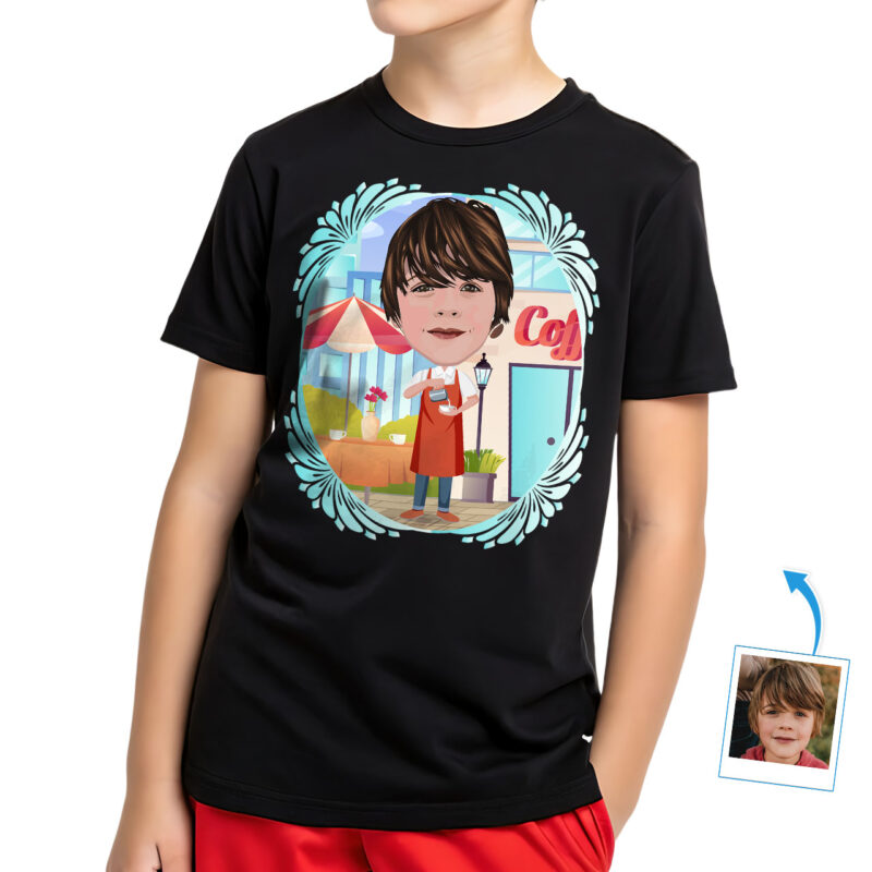 Custom Barista Kid T-Shirt – Personalized Photo Tee for Youth Boy's T-shirts www.customywear.com 27