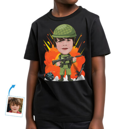 Custom Army Boy with Gun Shirt | Personalized Military Youth Tee Boy's T-shirts www.customywear.com 2