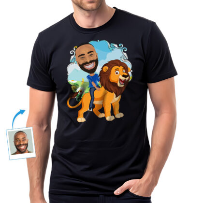 Custom Lion Riding Man Shirt | Personalized Lion Rider Tee Animal Lovers www.customywear.com