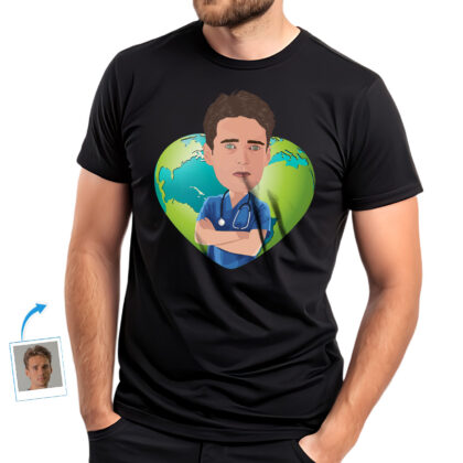 Personalized Male Nurse Shirt | Custom Nurse Heart Globe Tee Custom Gifts - Nurse www.customywear.com