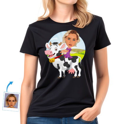 Personalized Women’s Cow Riding Shirt | Custom Cow Lover Tee Custom Gifts - Cow Ride www.customywear.com