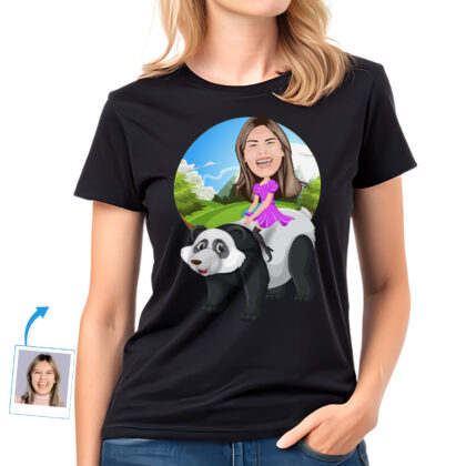 Custom Panda Riding Woman Shirt | Personalized Animal Tee Custom Gifts - Panda Ride www.customywear.com 2