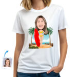 Personalized Woman with Surfboard Shirt | Custom Surf Lover Tee Custom Gifts - Surfboard www.customywear.com 28