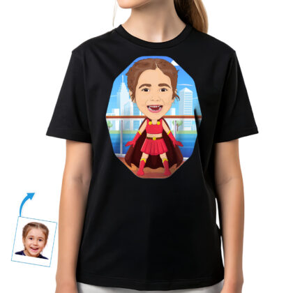 Personalized Superhero Girl Portrait Tee – Unleash Her Inner Hero Custom Gifts - Original Superhero www.customywear.com 2