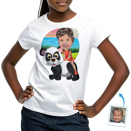 Custom Panda Riding Girl Shirt | Personalized Youth Tee Custom Gifts - Panda Ride www.customywear.com 2