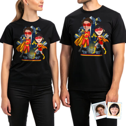 Personalized Superhero Couples Shirt – Unleash Your Super Love! Custom Gifts - Superhero original red www.customywear.com