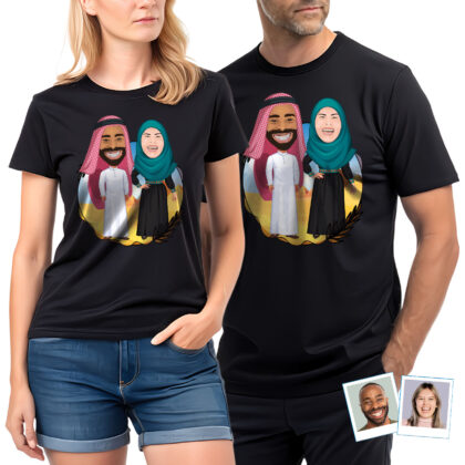 Personalized Arabic Couple T-Shirt – Transform Your Photo into Custom Arab Apparel Custom Gifts - Arabic culture www.customywear.com