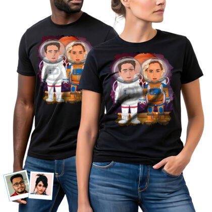 Custom Astronauts Couples Shirts – Personalized Space Lovers Anniversary Tees Custom Gifts - Astronauts www.customywear.com