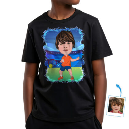 Custom Tennis Player Boy Shirt – Personalized Kids Sports Tee Boy's T-shirts www.customywear.com