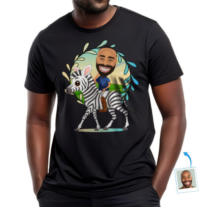 Personalized Zebra Riding Man Shirt | Wild Animal Lovers Funny Adventure Tee Animal Lovers www.customywear.com