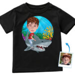 Custom Shark Rider T-Shirt – Personalized Photo Tee for Kids Boy's T-shirts www.customywear.com 29