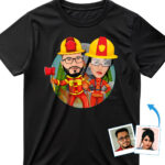 Personalized Firefighter Couples Shirt – Custom Portrait Tee for Heroes Custom Gifts - Firefighters www.customywear.com 29