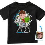 Personalized Youth Zebra Rider T-Shirt | Custom Photo Tee for Adventure Lovers Boy's T-shirts www.customywear.com 29