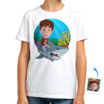 Custom Shark Rider T-Shirt – Personalized Photo Tee for Kids Boy's T-shirts www.customywear.com 30