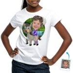 Custom Donkey Ride T-Shirt for Girls | Turn Your Photo into Personalized Cartoon Tee Custom Gifts - Donkey Ride www.customywear.com 30