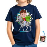 Personalized Youth Zebra Rider T-Shirt | Custom Photo Tee for Adventure Lovers Boy's T-shirts www.customywear.com 31