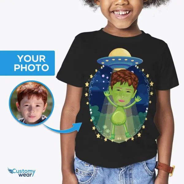 Custom Alien Spaceship Boy Shirt | Personalized UFO Kids Tee Alien shirts www.customywear.com