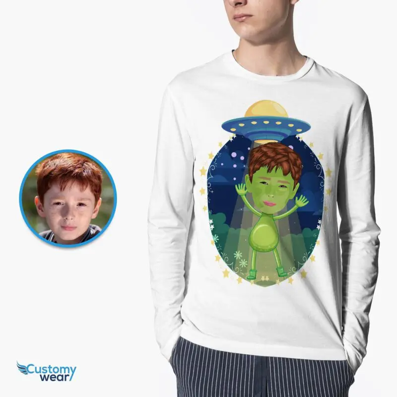 Custom Alien Spaceship Boy Shirt | Personalized UFO Kids Tee Alien shirts www.customywear.com