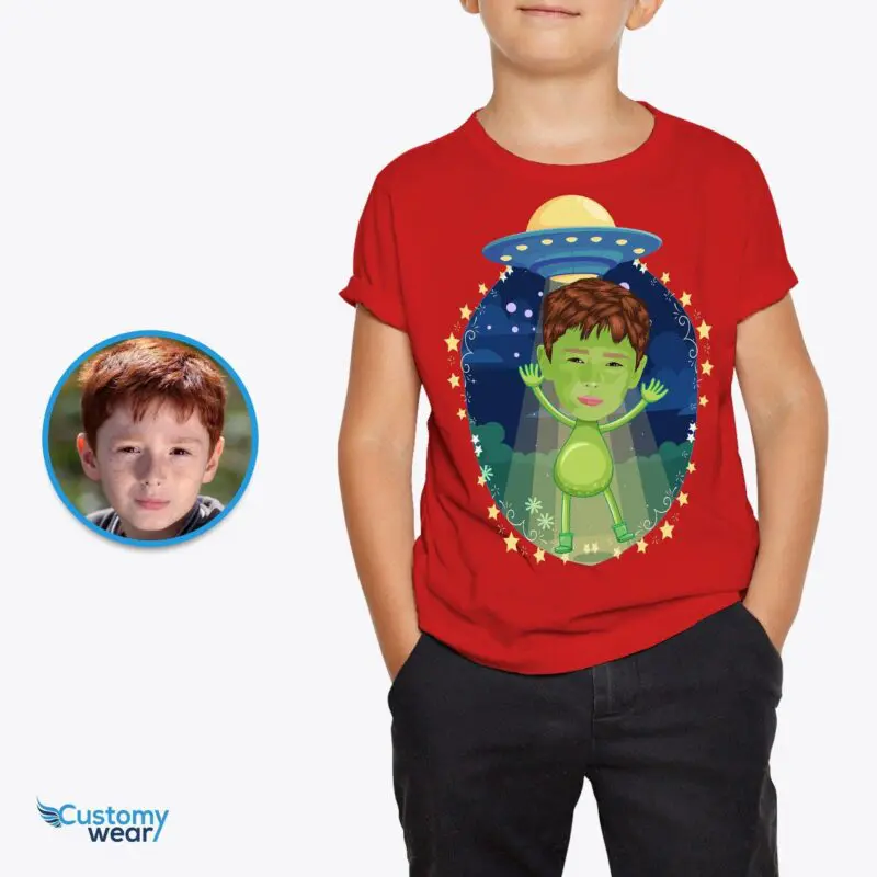 Custom Alien Spaceship Boy Shirt | Personalized UFO Kids Tee Alien shirts www.customywear.com