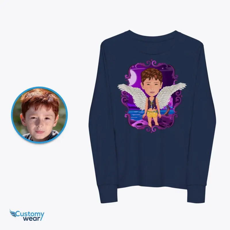 Custom Angel Boy Airy Shirt | Personalized Fantasy Wings Tee Boys www.customywear.com