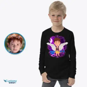 Custom Angel Boy Airy Shirt | Personalized Fantasy Wings Tee Boys www.customywear.com