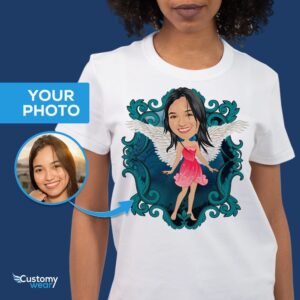 Vlastní košile Angel Woman with Wings | Personalizované košile Fantasy Tee pro dospělé www.customywear.com