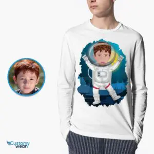 Custom Astronaut Boy Shirt | Personalized Young Kid Moon Landing Tee Astronaut T-shirts www.customywear.com