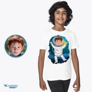 Custom Astronaut Boy Shirt | Personalized Young Kid Moon Landing Tee Astronaut T-shirts www.customywear.com