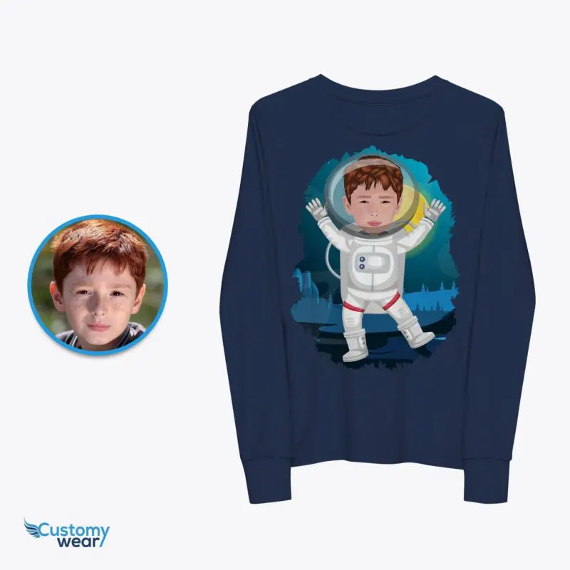 Custom Astronaut Boy Shirt | Personalized Young Kid Moon Landing Tee Astronaut T-shirts www.customywear.com