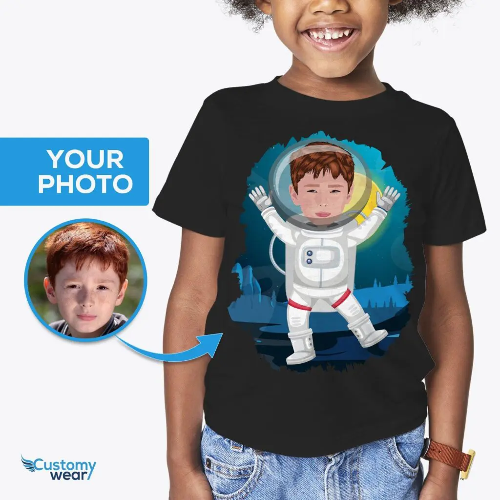 Custom Astronaut Boy Shirt | Personalized Young Kid Moon Landing Tee Astronaut T-shirts www.customywear.com