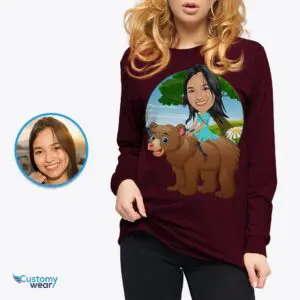 Custom Bear Riding Women’s Shirt – Personalized Teddy Bear Tee Adult shirts www.customywear.com