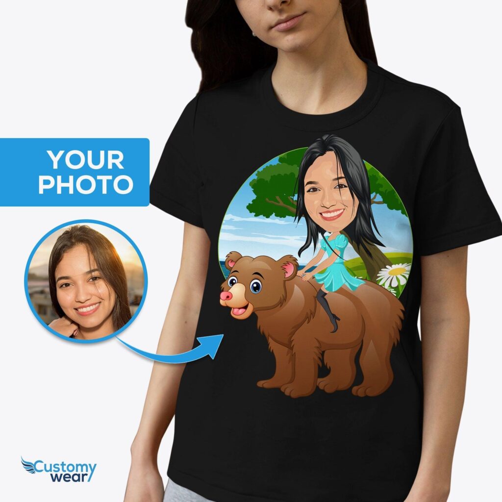 Custom Bear Riding Women’s Shirt – Personalized Teddy Bear Tee Adult shirts www.customywear.com