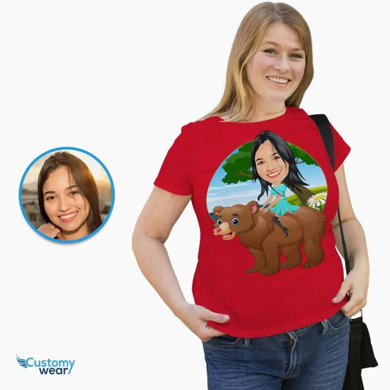 Custom Bear Riding Women’s Shirt – Personalized Teddy Bear Tee Adult shirts www.customywear.com