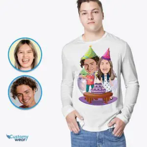 Custom Birthday Couples Shirts – Personalized Portrait Tees for Him and Her Birthday www.customywear.com