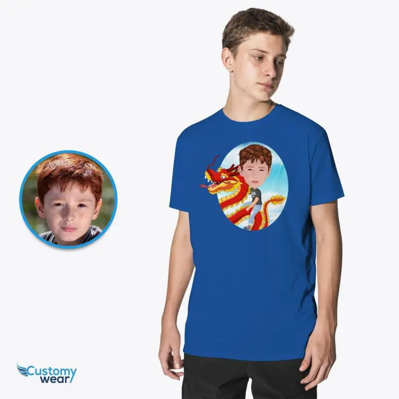 Custom Boys Dragon Riding Shirt – Personalized Youth Fantasy Tee Axtra - ALL vector shirts - male www.customywear.com