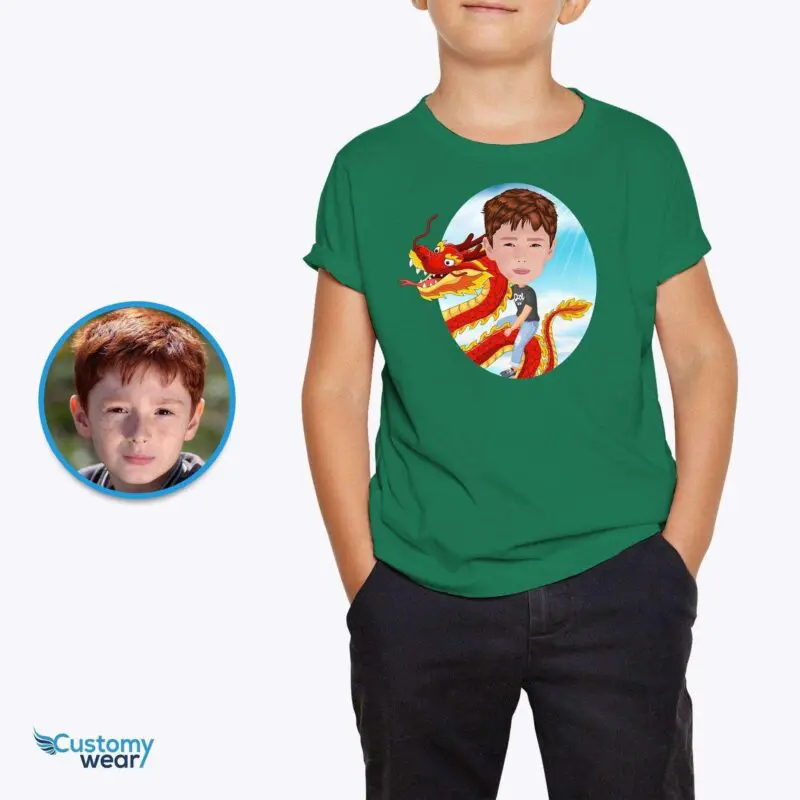 Custom Boys Dragon Riding Shirt – Personalized Youth Fantasy Tee Axtra - ALL vector shirts - male www.customywear.com