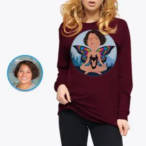 Custom Butterfly Yoga Woman T-Shirt | Personalized Nature-Inspired Tee Adult shirts www.customywear.com