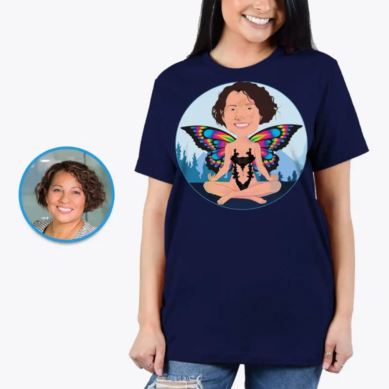 Custom Butterfly Yoga Woman T-Shirt | Personalized Nature-Inspired Tee Adult shirts www.customywear.com