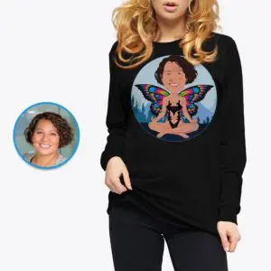 Custom Butterfly Yoga Woman T-Shirt | Personalized Nature-Inspired Tee Adult shirts www.customywear.com