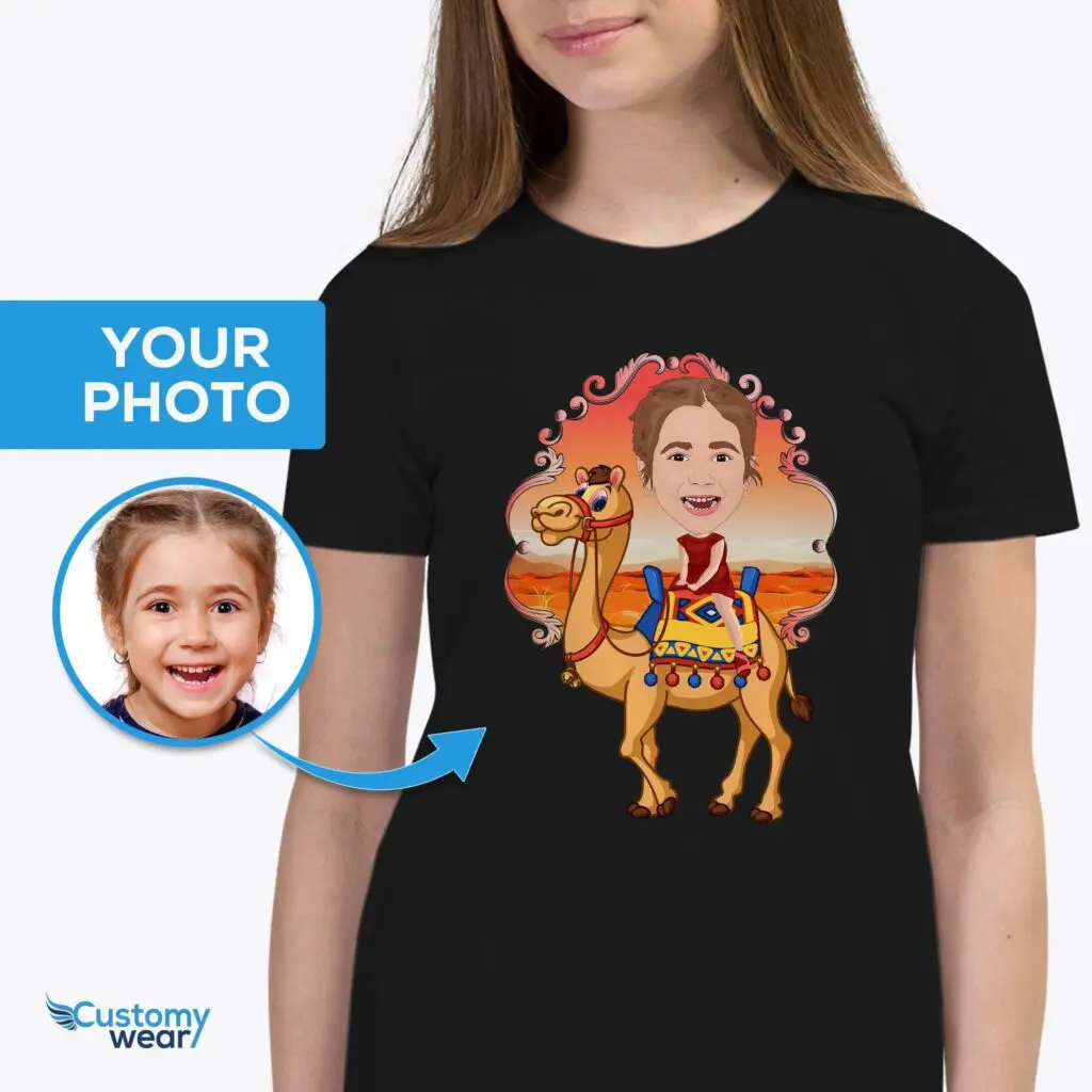 Custom Camel Rider Girl Shirt | Personalized Youth Adventure Tee Animal Lovers www.customywear.com