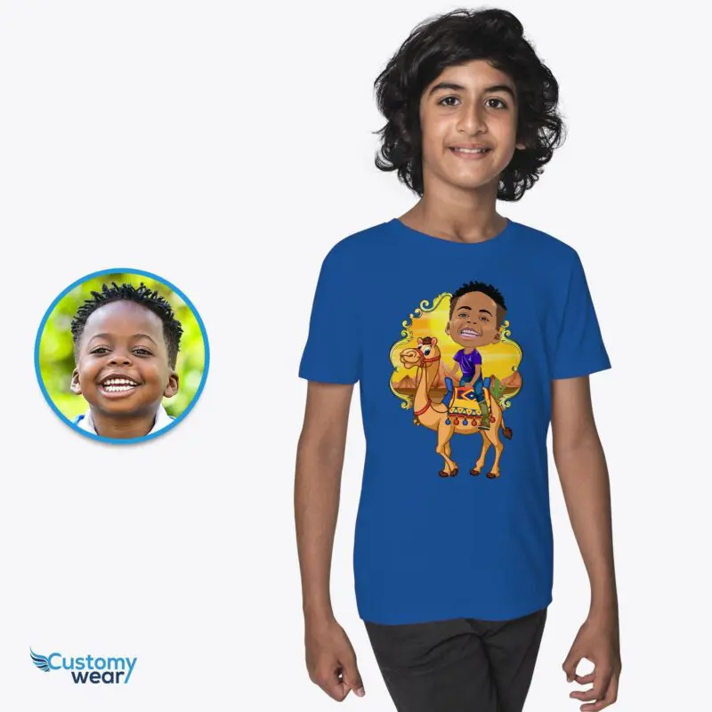 Custom Camel Riding Boy Shirt | Personalized Desert Adventure Tee Axtra - ALL vector shirts - male www.customywear.com