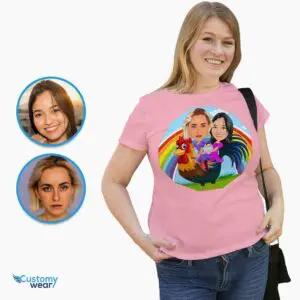 Custom Chicken Rider Lesbian Shirt | Personalized Rainbow Couple Tee Axtra - ALL vector shirts - male www.customywear.com